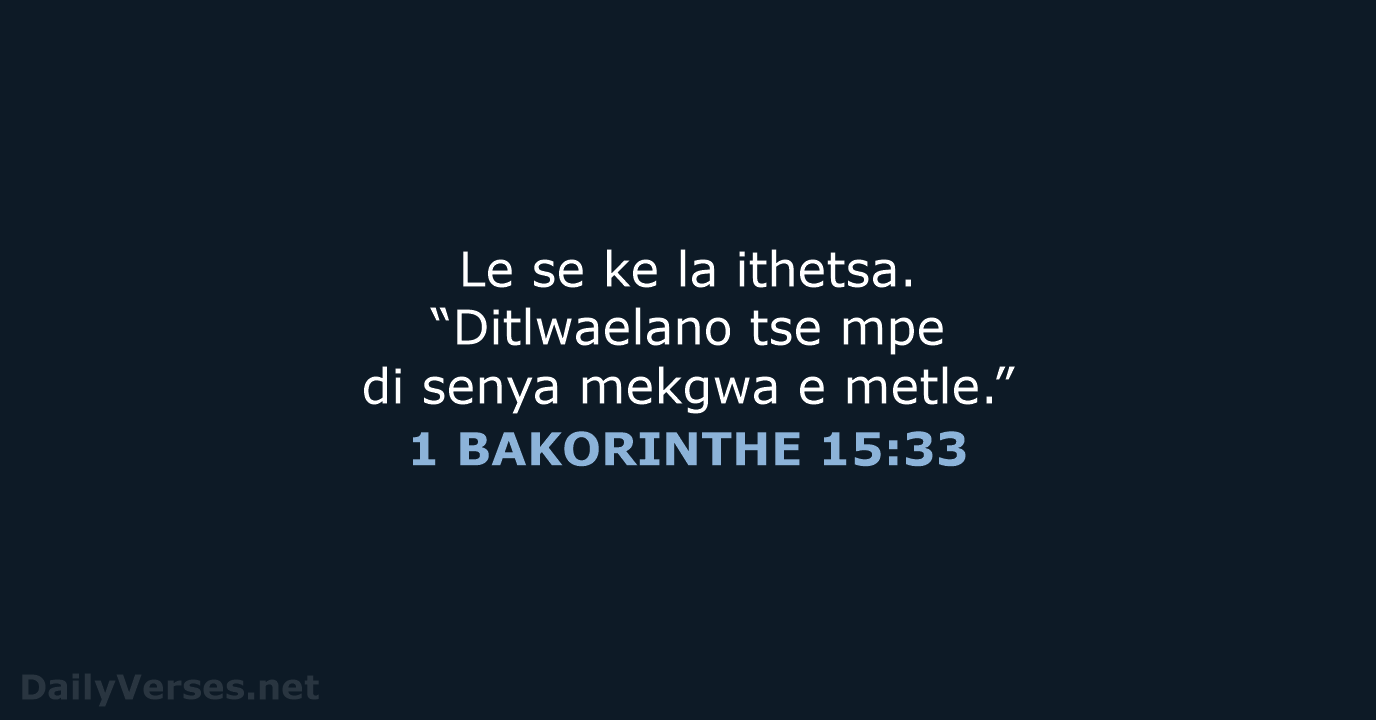 1 BAKORINTHE 15:33 - SSO89