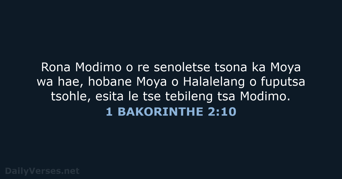 1 BAKORINTHE 2:10 - SSO89