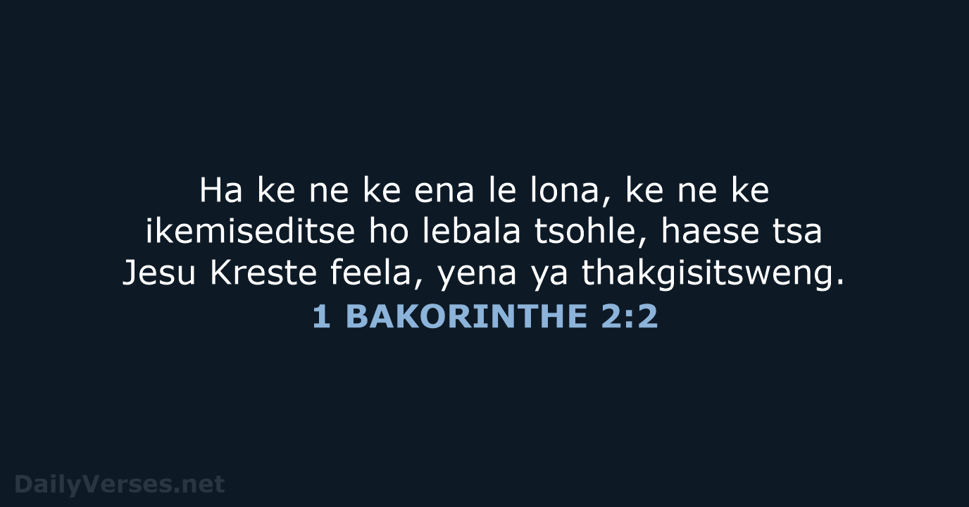 1 BAKORINTHE 2:2 - SSO89