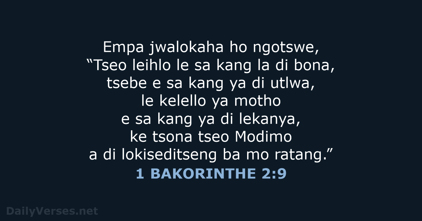 1 BAKORINTHE 2:9 - SSO89