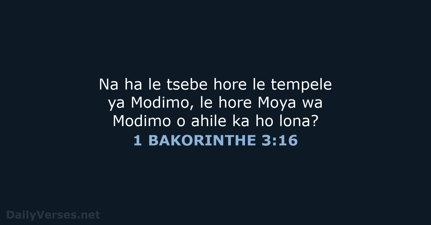 1 BAKORINTHE 3:16 - SSO89