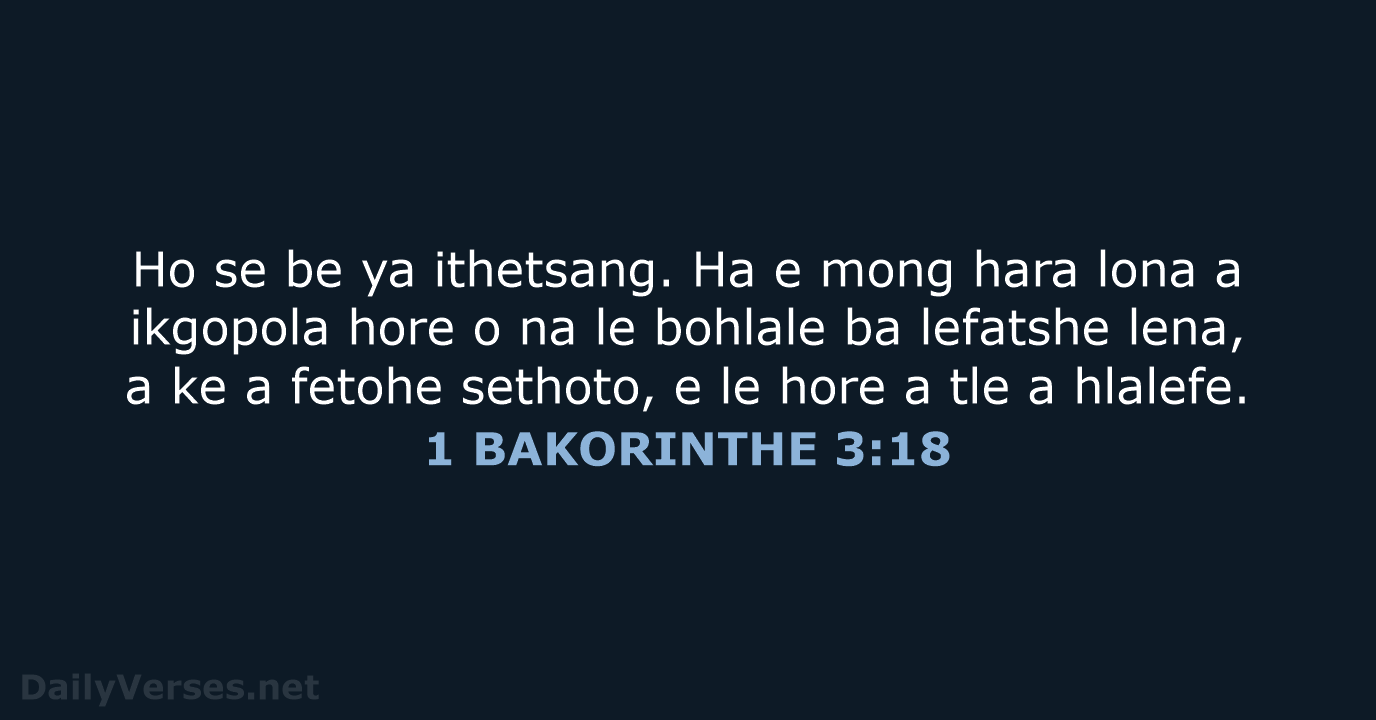 1 BAKORINTHE 3:18 - SSO89