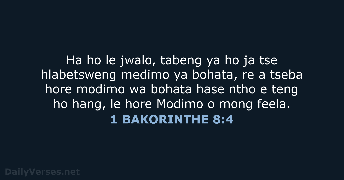 1 BAKORINTHE 8:4 - SSO89