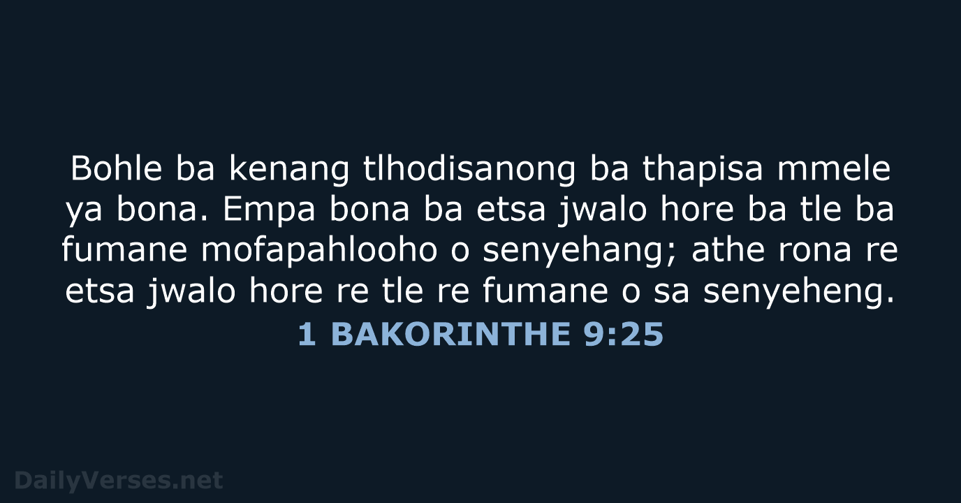 1 BAKORINTHE 9:25 - SSO89