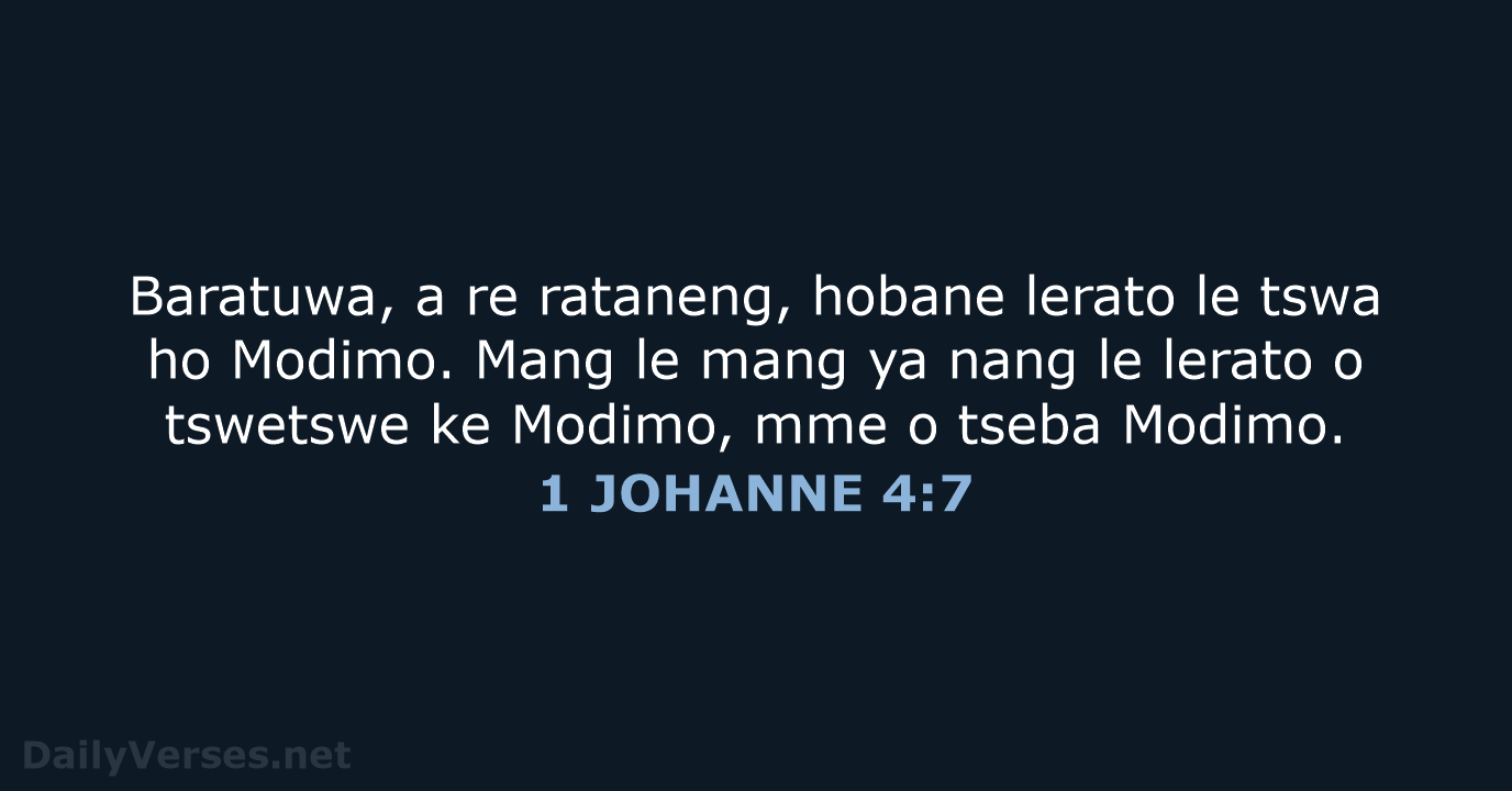 1 JOHANNE 4:7 - SSO89