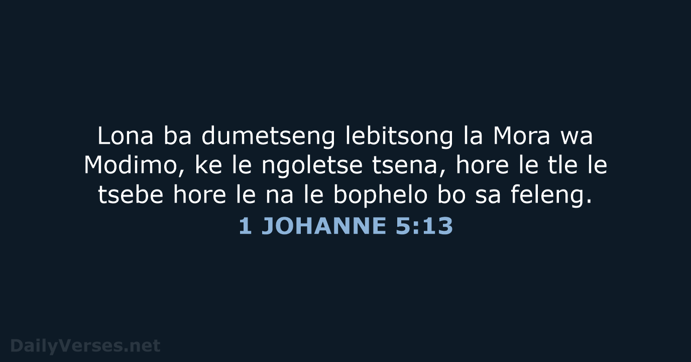 1 JOHANNE 5:13 - SSO89