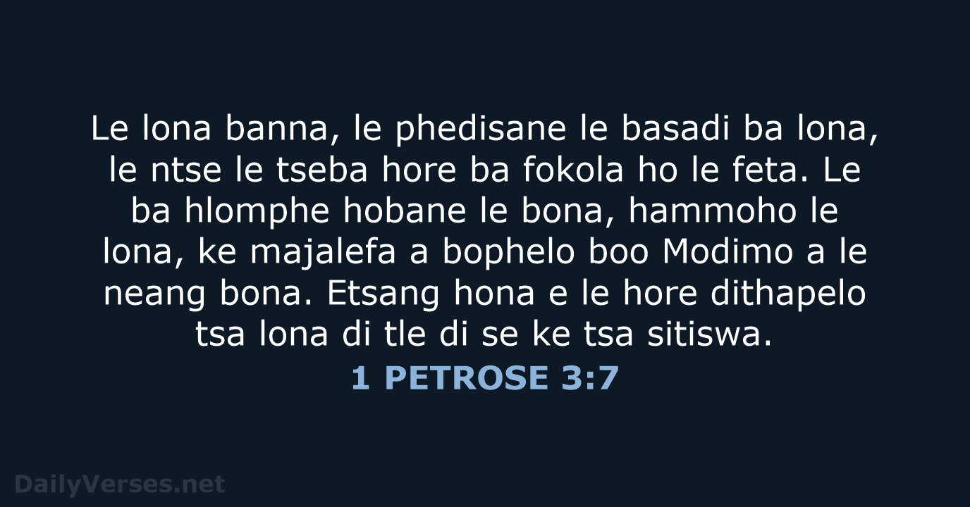1 PETROSE 3:7 - SSO89