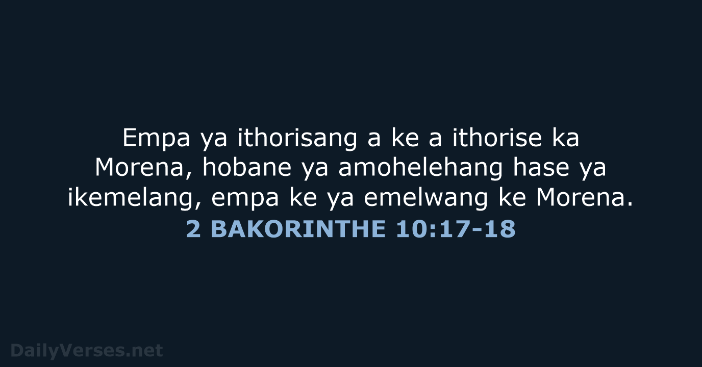 2 BAKORINTHE 10:17-18 - SSO89