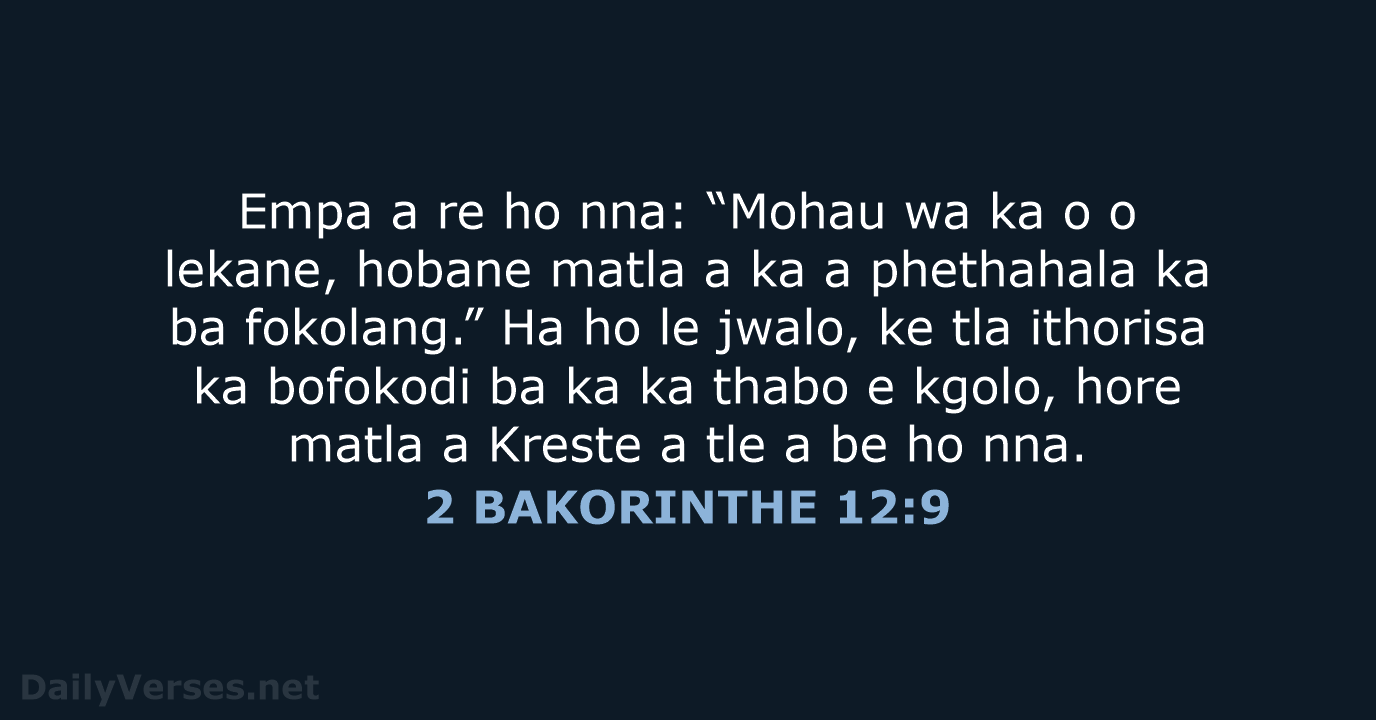 2 BAKORINTHE 12:9 - SSO89