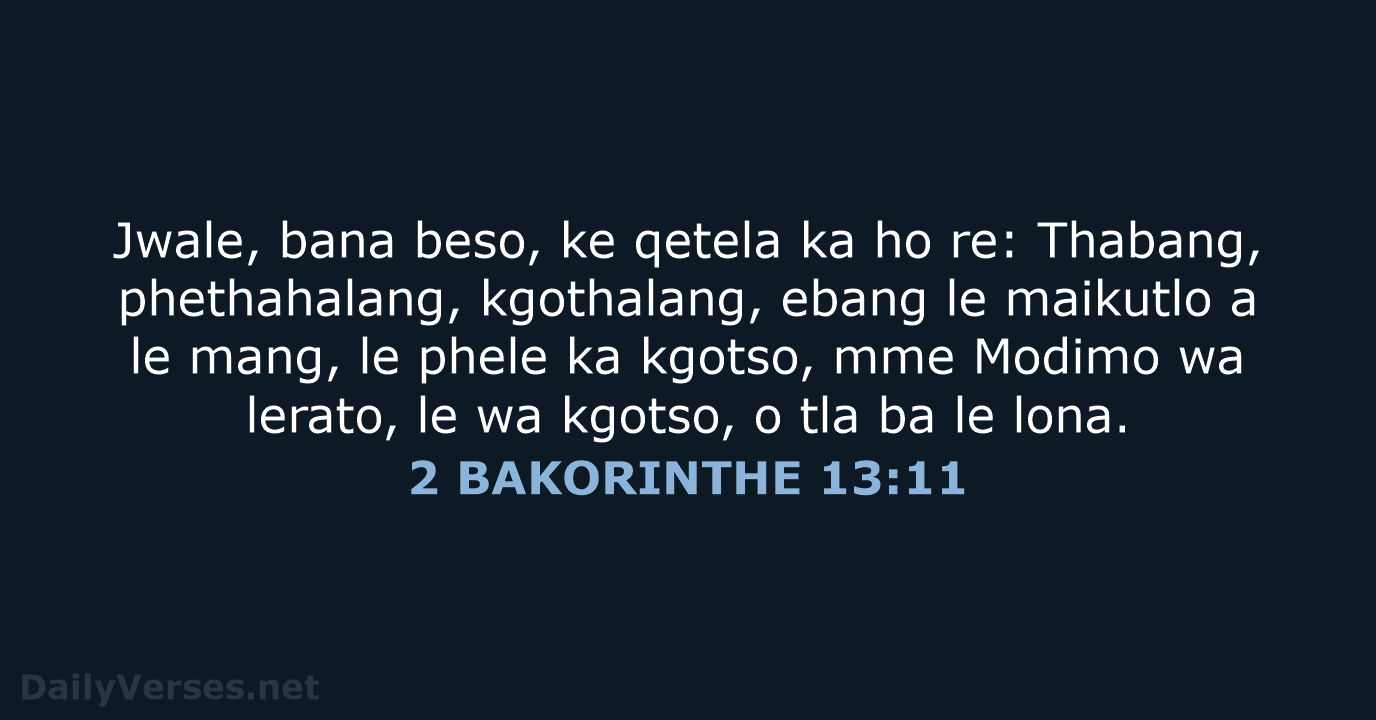 2 BAKORINTHE 13:11 - SSO89