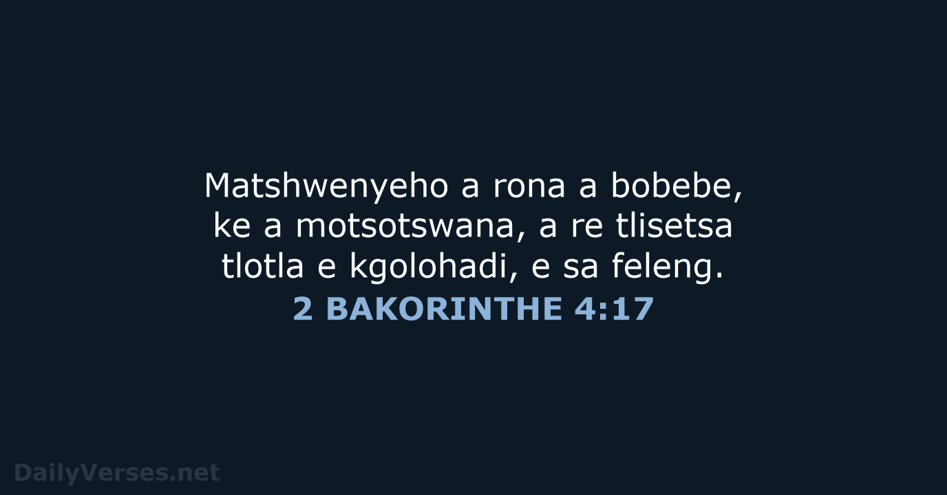 2 BAKORINTHE 4:17 - SSO89