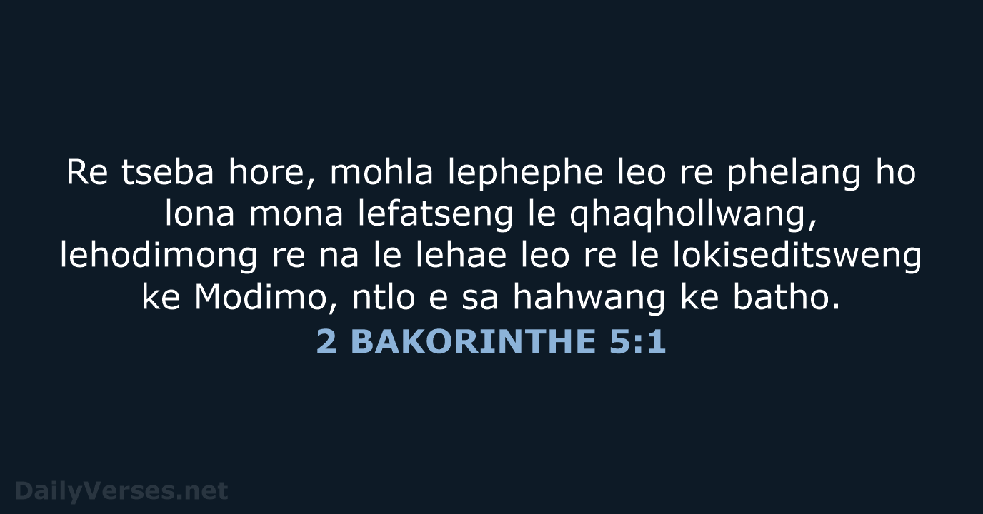 2 BAKORINTHE 5:1 - SSO89