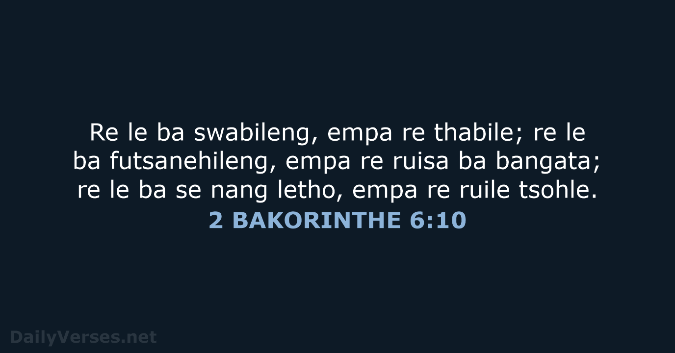 2 BAKORINTHE 6:10 - SSO89