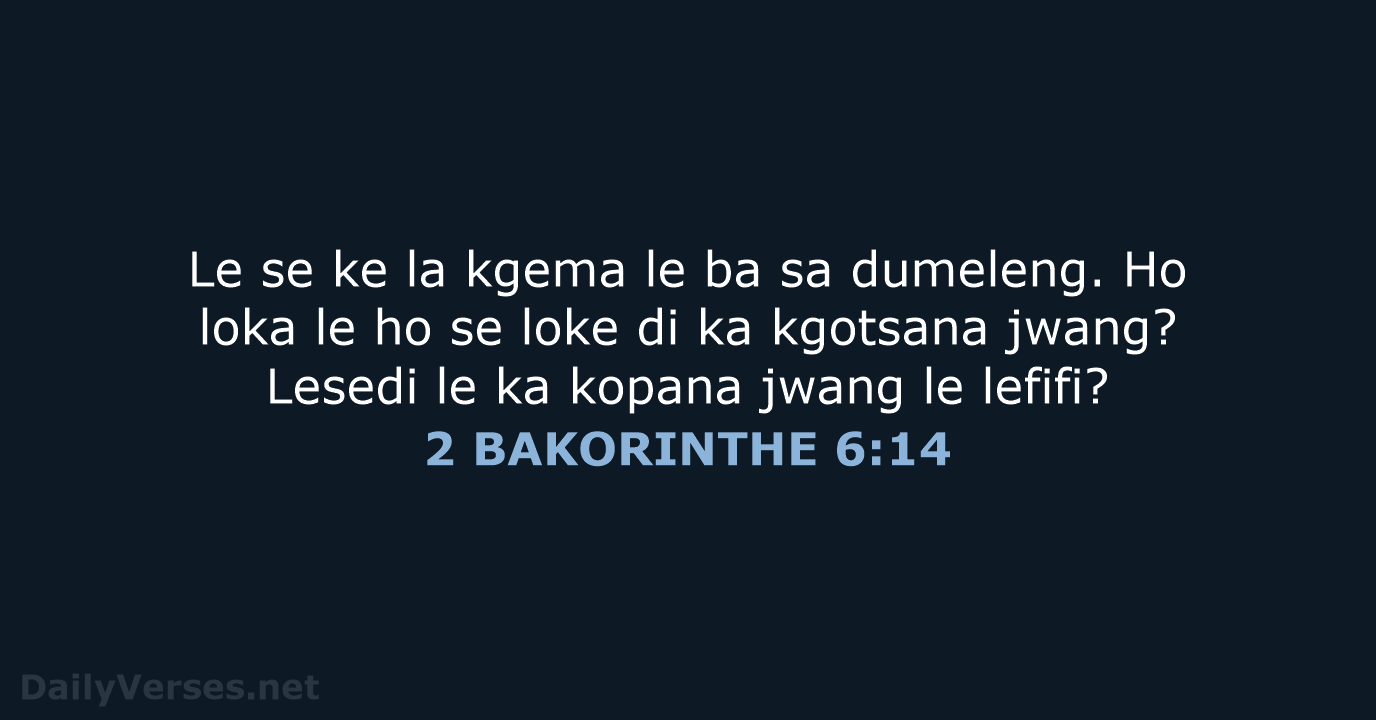 2 BAKORINTHE 6:14 - SSO89