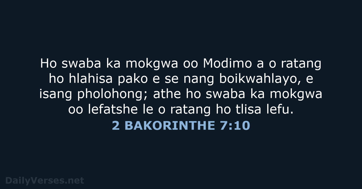2 BAKORINTHE 7:10 - SSO89