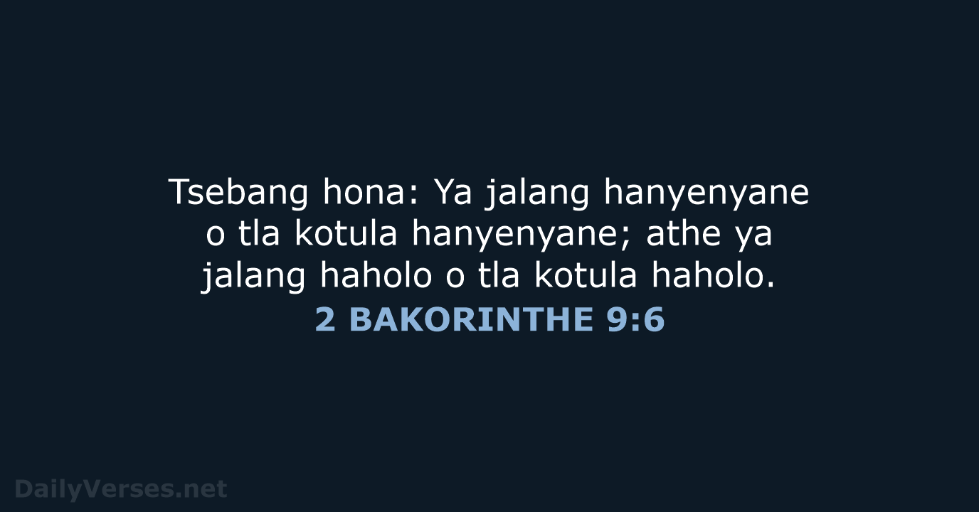 2 BAKORINTHE 9:6 - SSO89