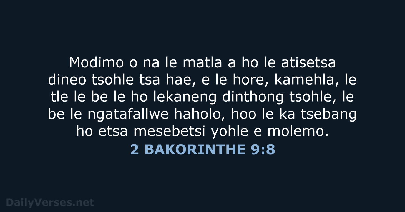 2 BAKORINTHE 9:8 - SSO89