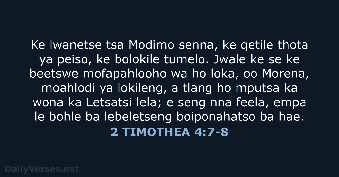 2 TIMOTHEA 4:7-8 - SSO89
