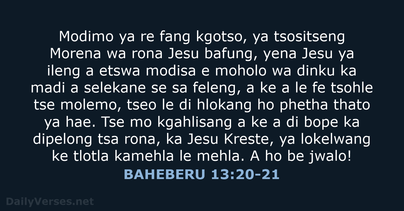 BAHEBERU 13:20-21 - SSO89