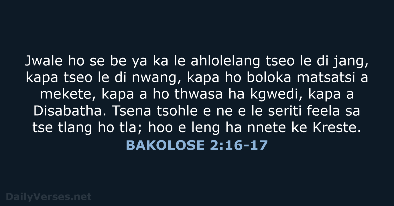 BAKOLOSE 2:16-17 - SSO89