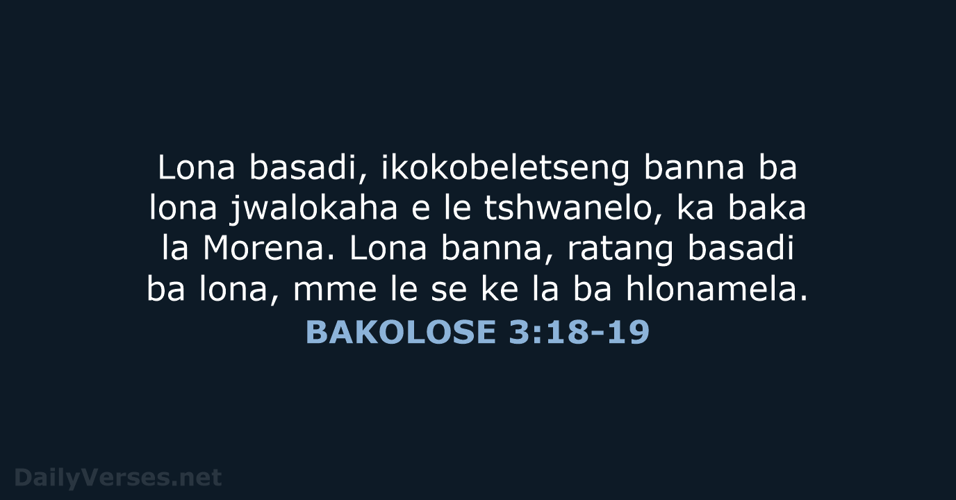BAKOLOSE 3:18-19 - SSO89