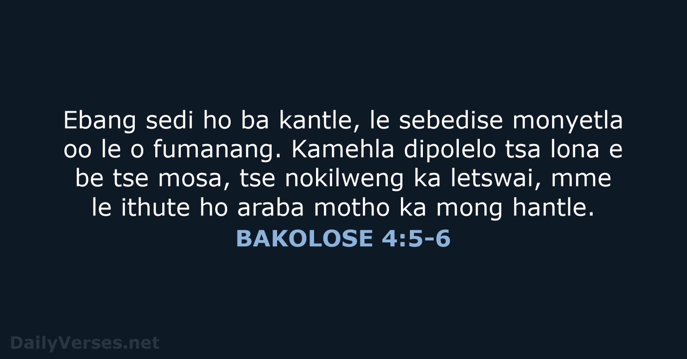 BAKOLOSE 4:5-6 - SSO89