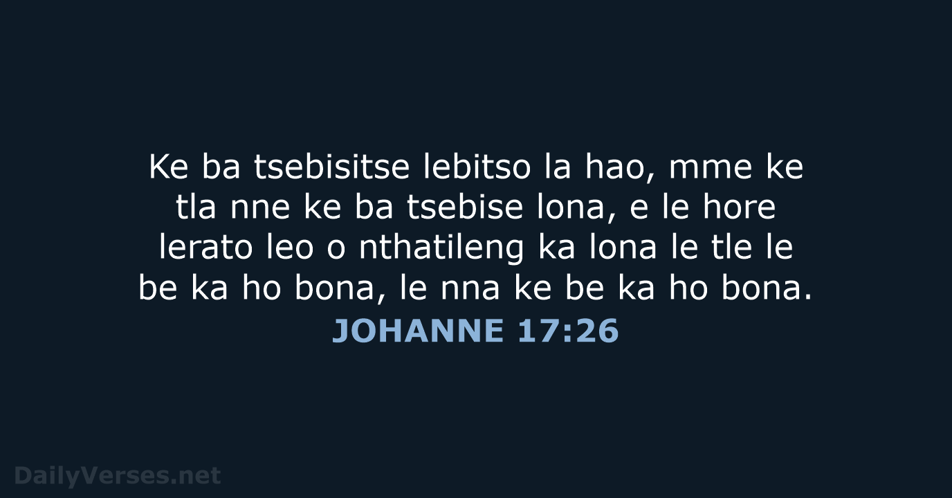 JOHANNE 17:26 - SSO89