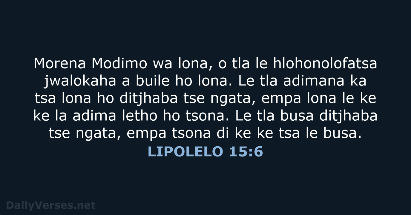 LIPOLELO 15:6 - SSO89