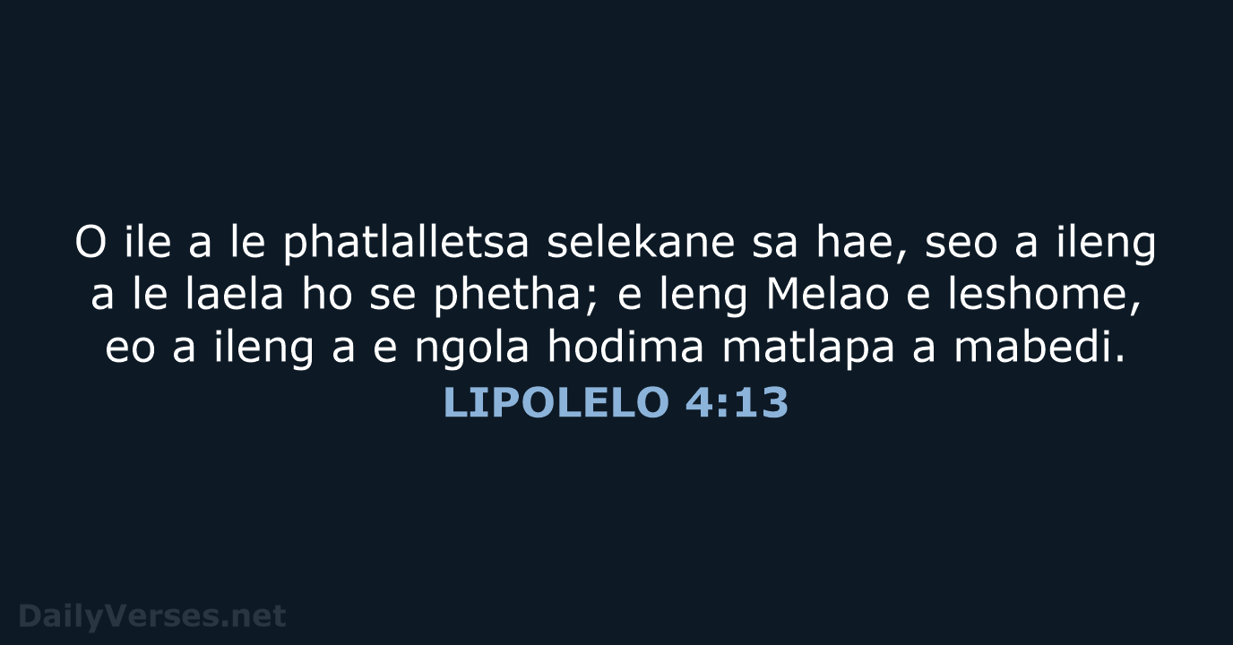 LIPOLELO 4:13 - SSO89