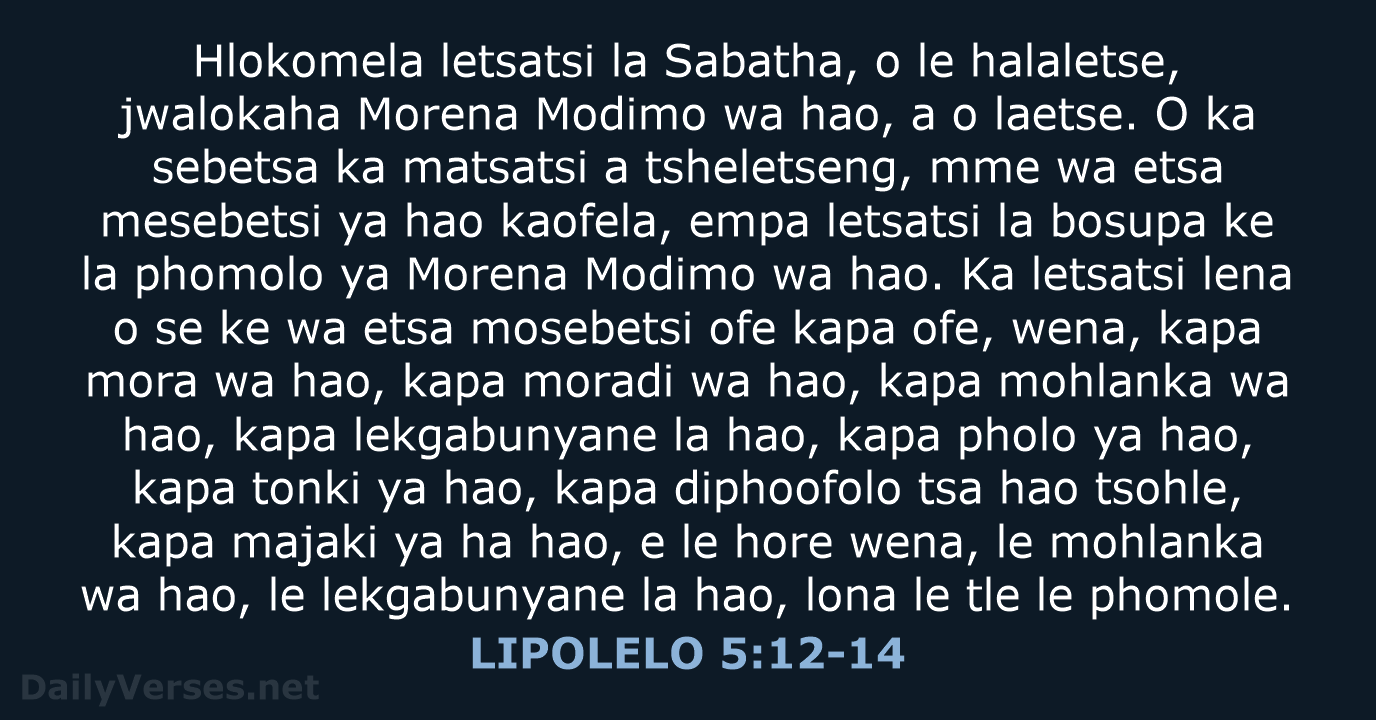 LIPOLELO 5:12-14 - SSO89
