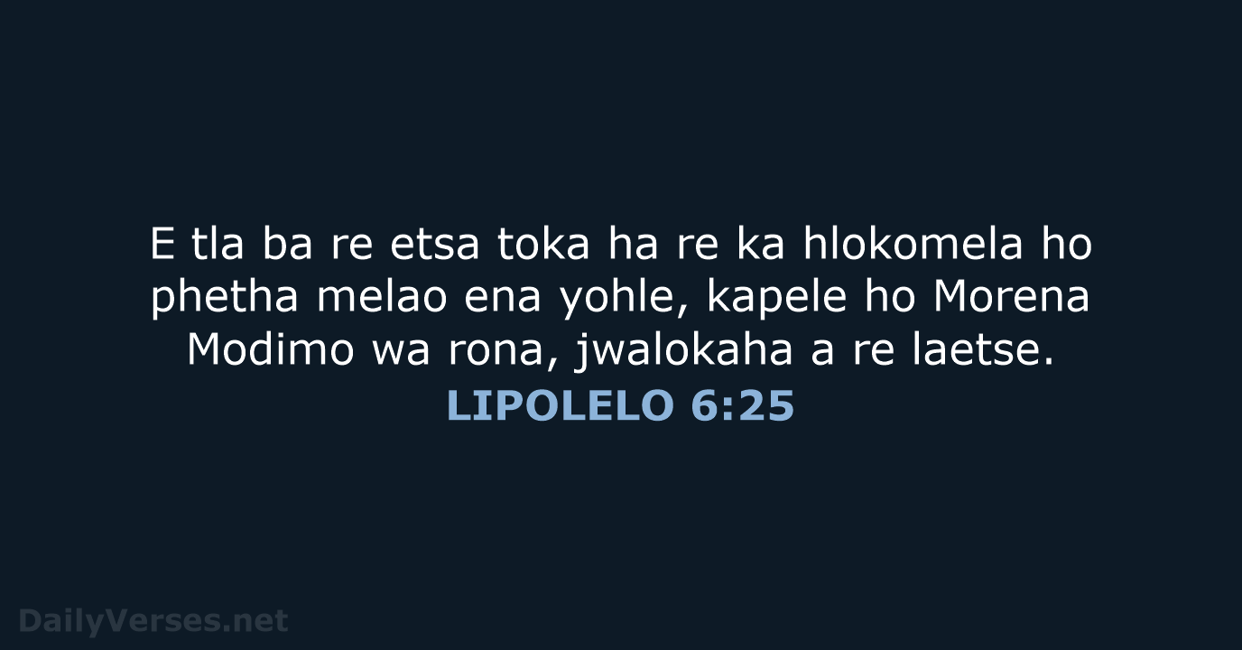 LIPOLELO 6:25 - SSO89