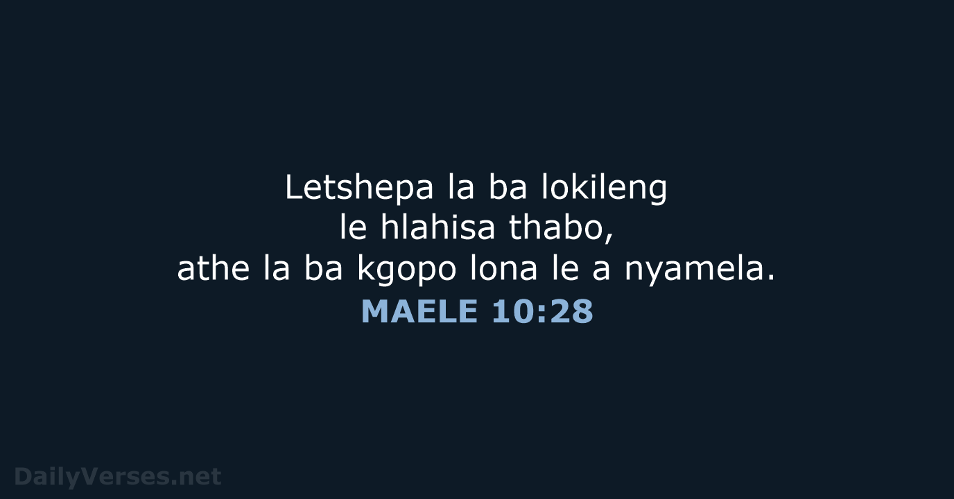 Letshepa la ba lokileng le hlahisa thabo, athe la ba kgopo lona… MAELE 10:28