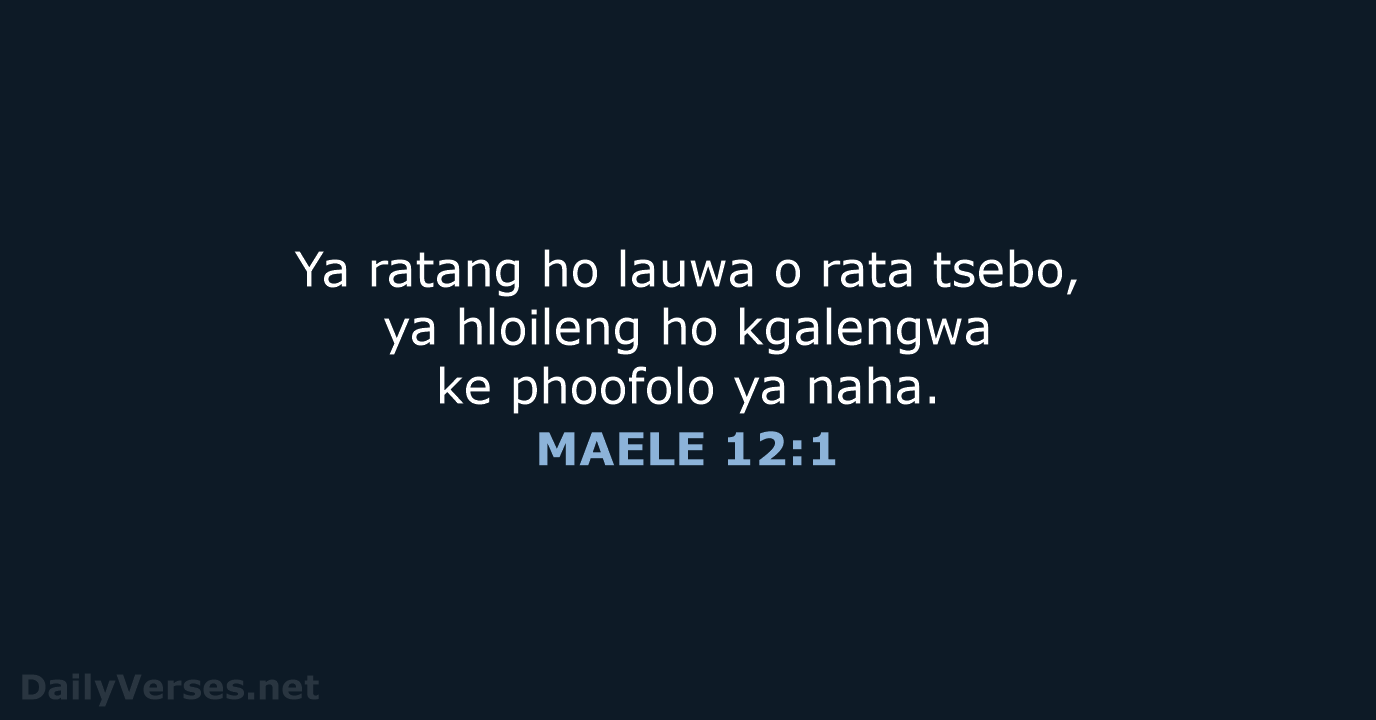 Ya ratang ho lauwa o rata tsebo, ya hloileng ho kgalengwa ke… MAELE 12:1