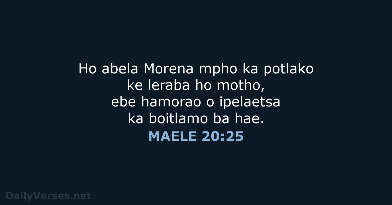 MAELE 20:25 - SSO89