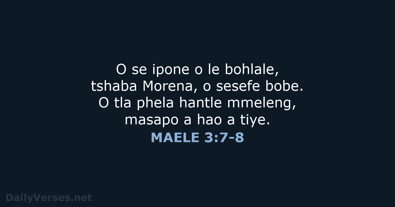 MAELE 3:7-8 - SSO89