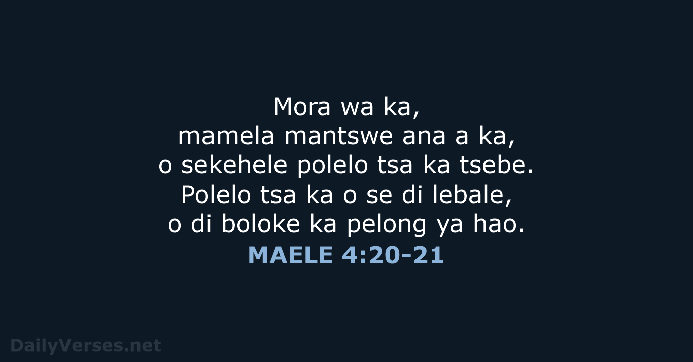 MAELE 4:20-21 - SSO89