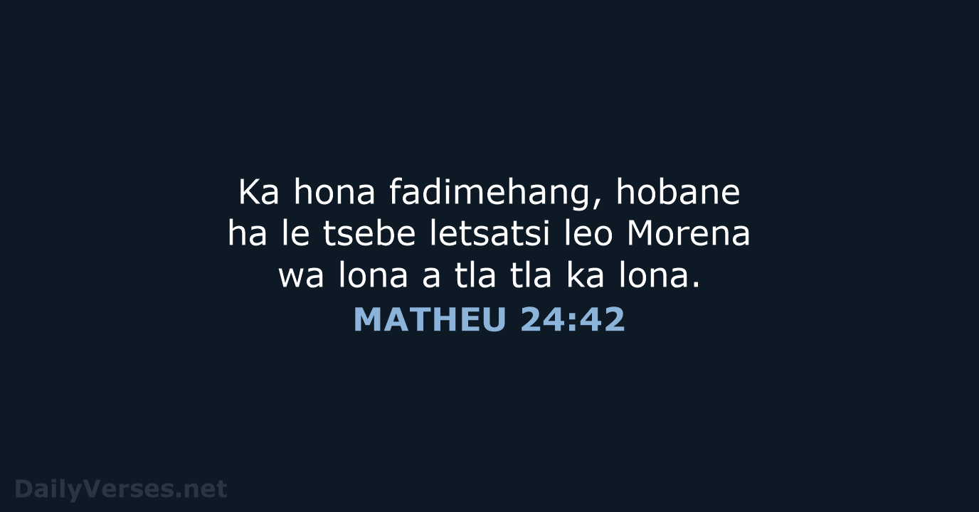 MATHEU 24:42 - SSO89