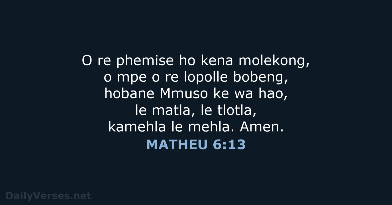 MATHEU 6:13 - SSO89