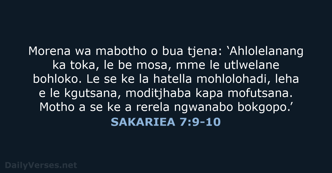SAKARIEA 7:9-10 - SSO89