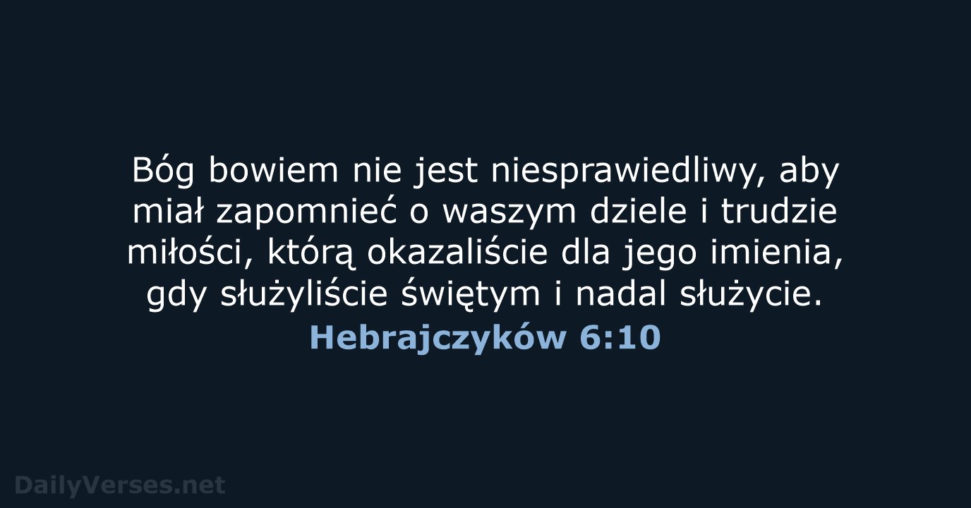 Hebrajczyków 6:10 - UBG