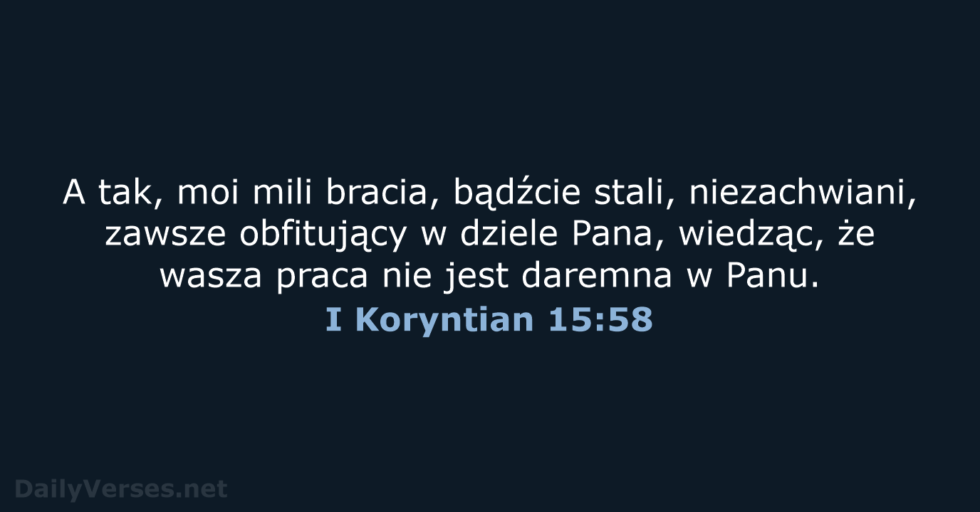 I Koryntian 15:58 - UBG