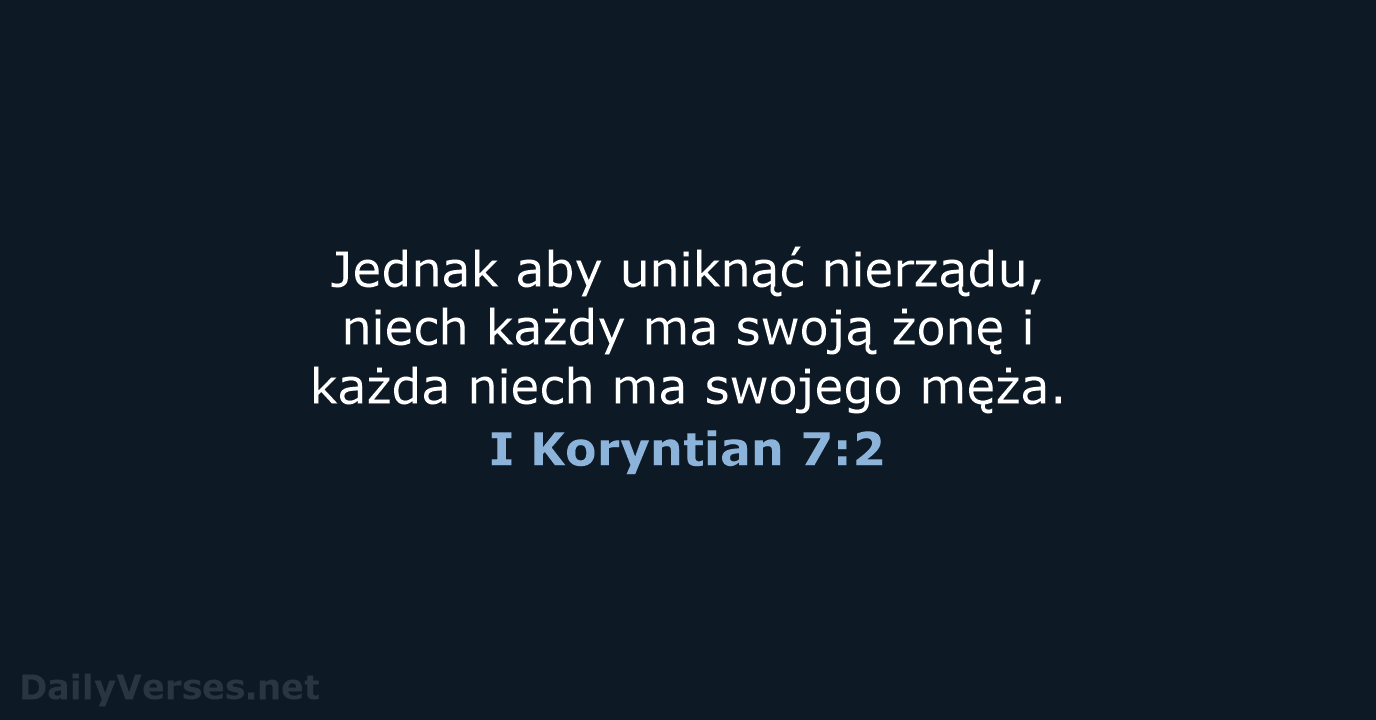 I Koryntian 7:2 - UBG