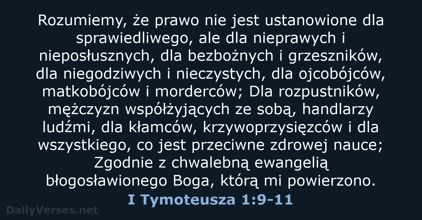 I Tymoteusza 1:9-11 - UBG