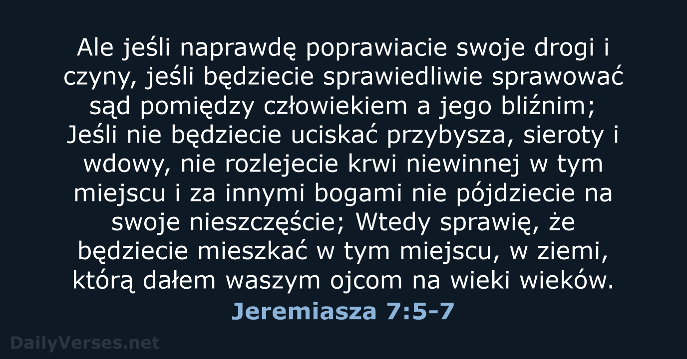 Jeremiasza 7:5-7 - UBG