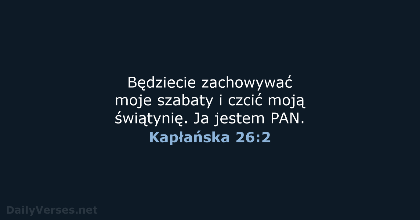 Kapłańska 26:2 - UBG