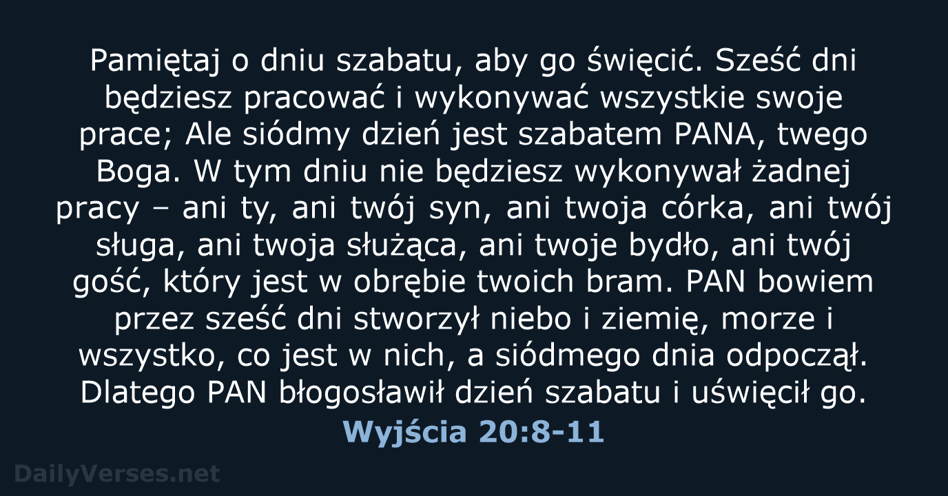 Wyjścia 20:8-11 - UBG