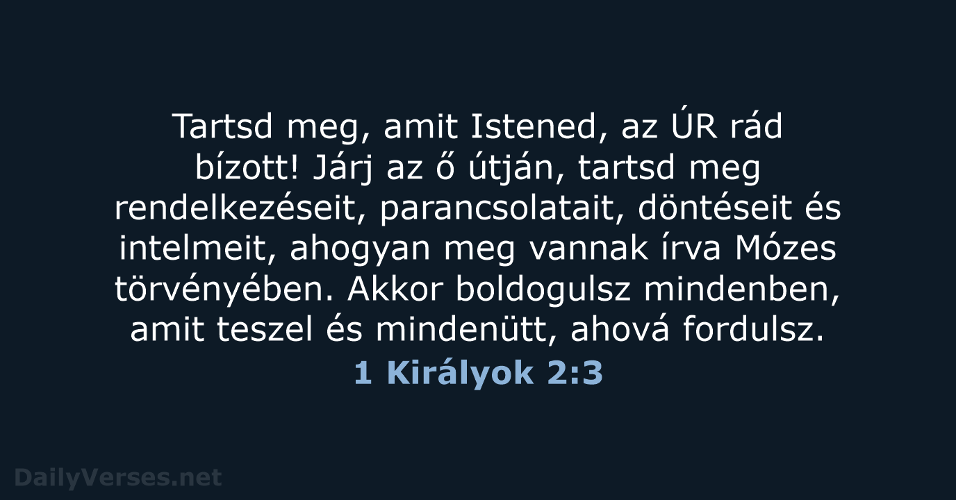 1 Királyok 2:3 - UF