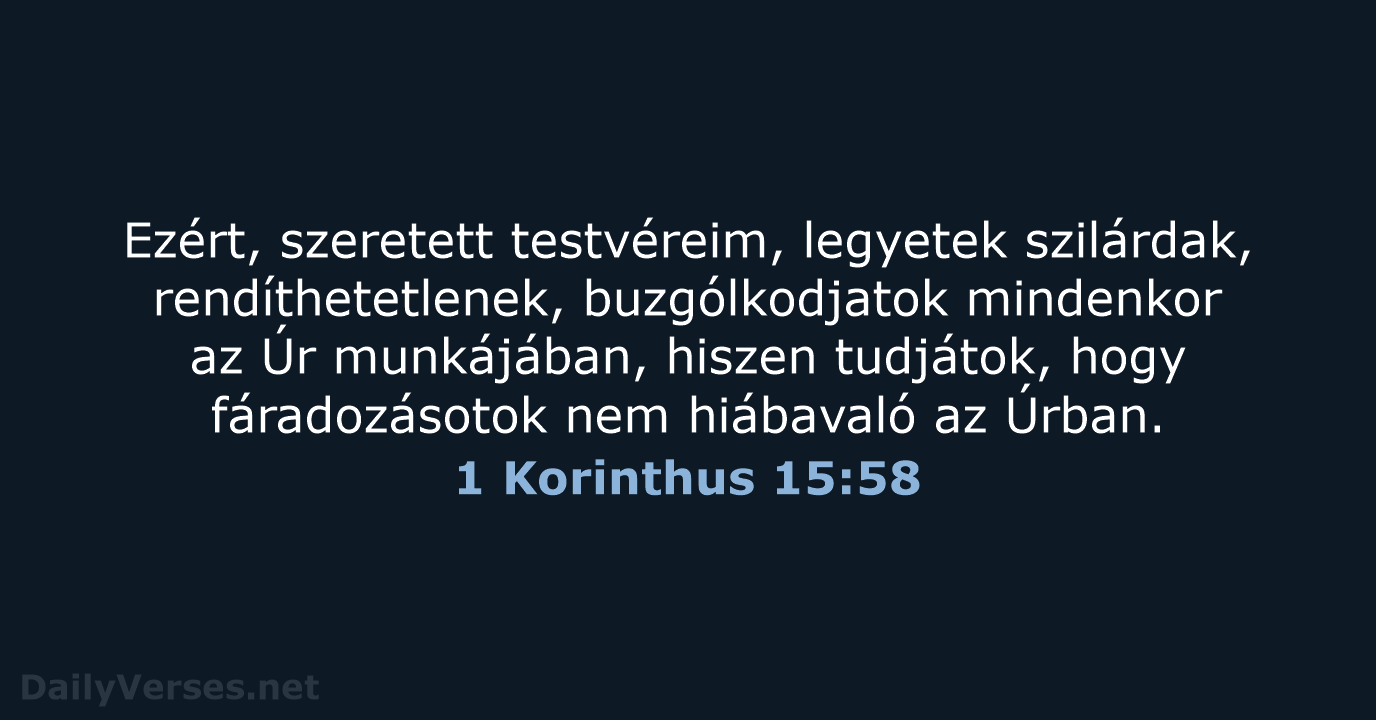 1 Korinthus 15:58 - UF