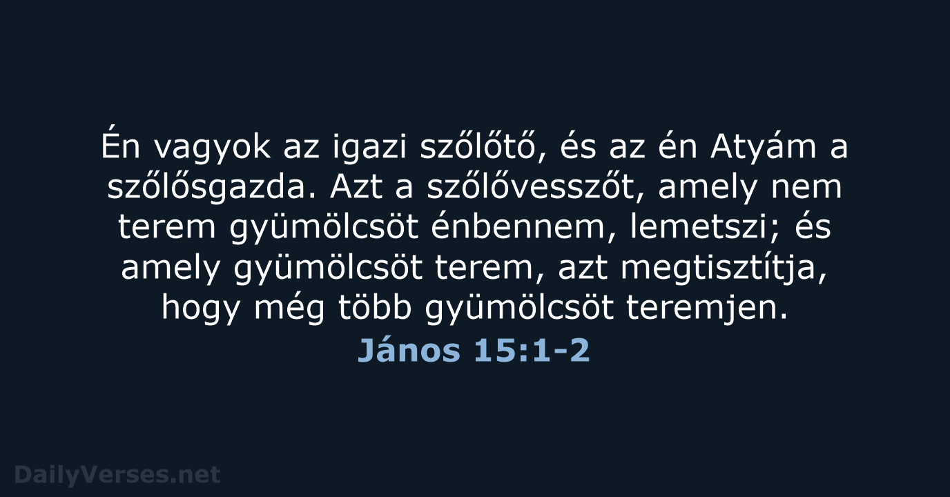 Én vagyok az igazi szőlőtő, és az én Atyám a szőlősgazda. Azt… János 15:1-2