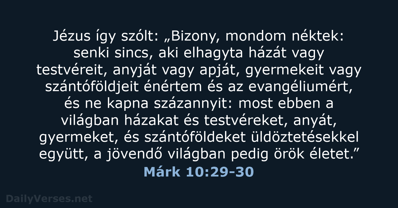 Márk 10:29-30 - UF